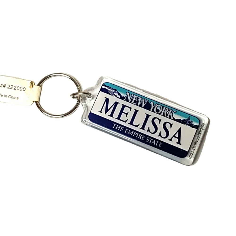 Melissa New York License Plate Keychain Personal Name Keychain
